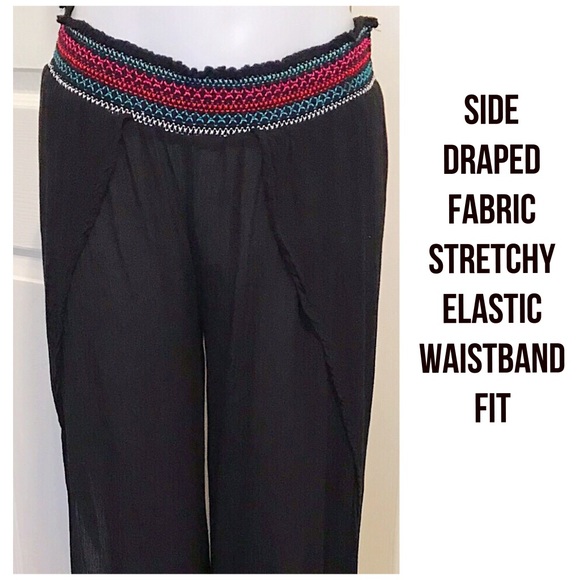 Blue Island Shirred Waist Wrap Chiffon Beach Pants - Picture 7 of 12